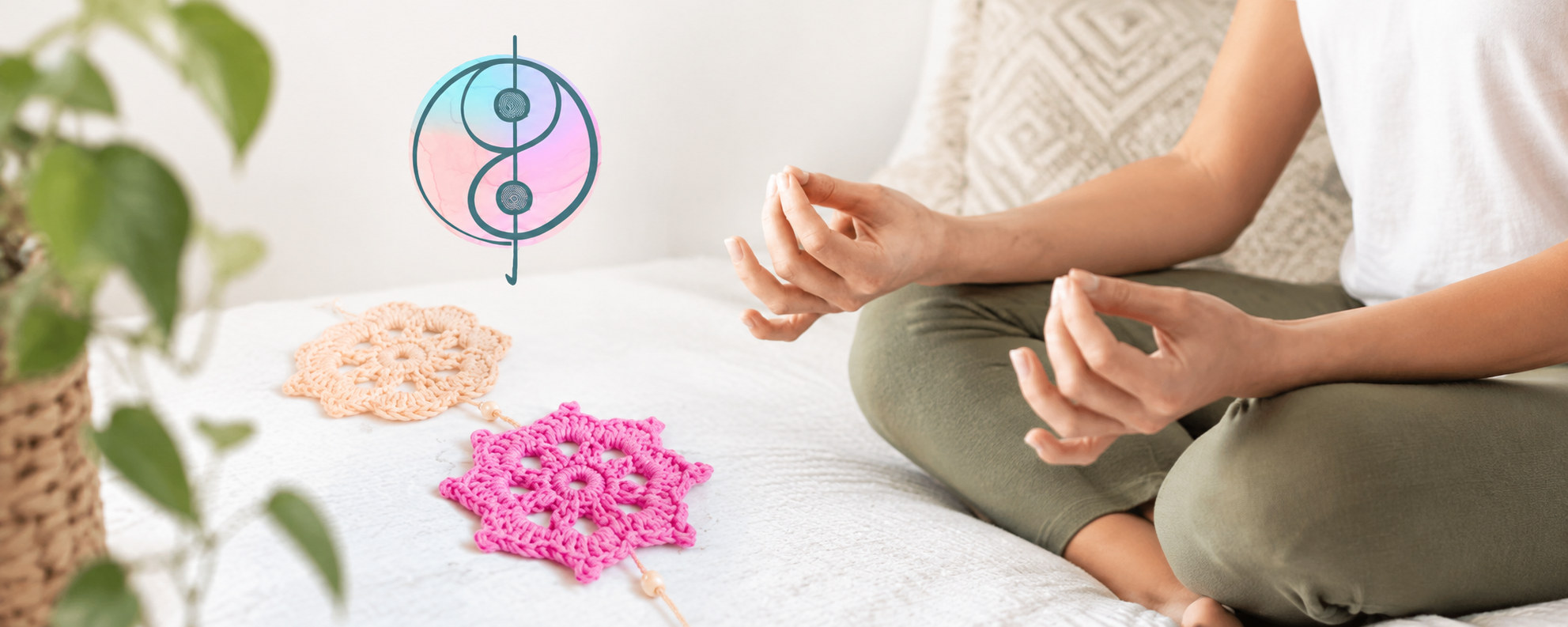 Meditación serena con mandalas tejidos